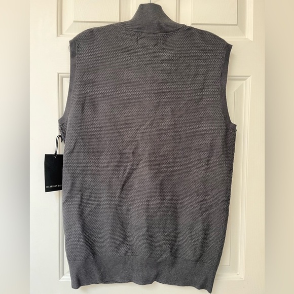 NWT Harrison Davis Men’s Knit Full-Zip Sweater Vest M Charcoal Grey - Picture 8 of 11